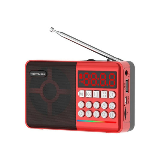 TEMEIYIN LED Digital Display Card Bluetooth Radio Speaker Morning Exercise Portable Player, Color: Red with Light - Desktop Speaker by TEMEIYIN | Online Shopping South Africa | PMC Jewellery