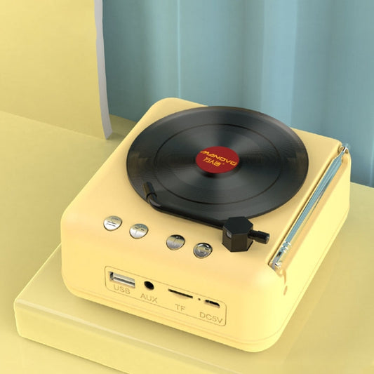Manovo H3 Macaron Vinyl Record Player Bluetooth Speaker Retro Radio Stereo(Yellow) - Mini Speaker by Manovo | Online Shopping South Africa | PMC Jewellery
