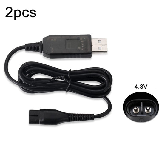 2pcs A00390 4.3V USB Charger Power Cord for PHILIPS Shaver RQ310 S510 YQ300 S100 - Accessories by PMC Jewellery | Online Shopping South Africa | PMC Jewellery