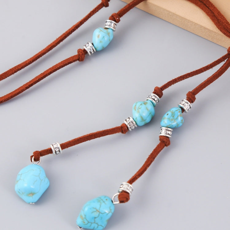 Bohemian Turquoise Natural Stone Sweater Vintage Pendant, Model: N2111-14 Eight Stones - Clothing & Beauty by PMC Jewellery | Online Shopping South Africa | PMC Jewellery