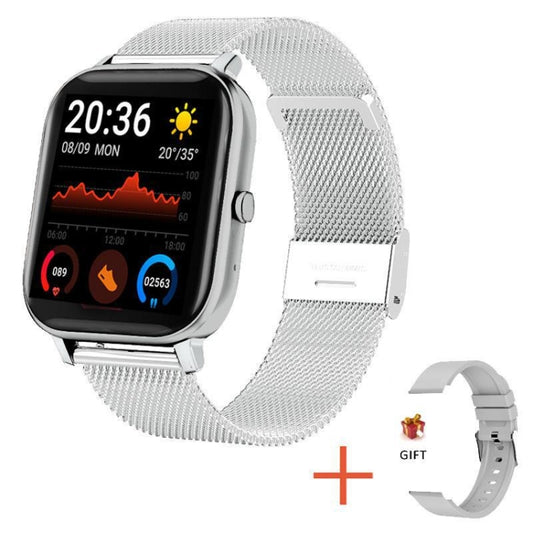 H10 1.69 inch Screen Bluetooth Call Smart Watch, Support Heart Rate/Blood Pressure/Sleep Monitoring, Color: Silver Net+Silicone - Smart Wear by PMC Jewellery | Online Shopping South Africa | PMC Jewellery