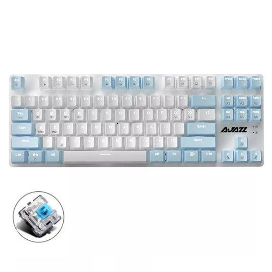 Ajazz AK40pro 87 Keys Bluetooth/Wireless/Wired Three Mode Game Office Mechanical Keyboard White Light Green Shaft (Blue White) - Wireless Keyboard by Ajazz | Online Shopping South Africa | PMC Jewellery