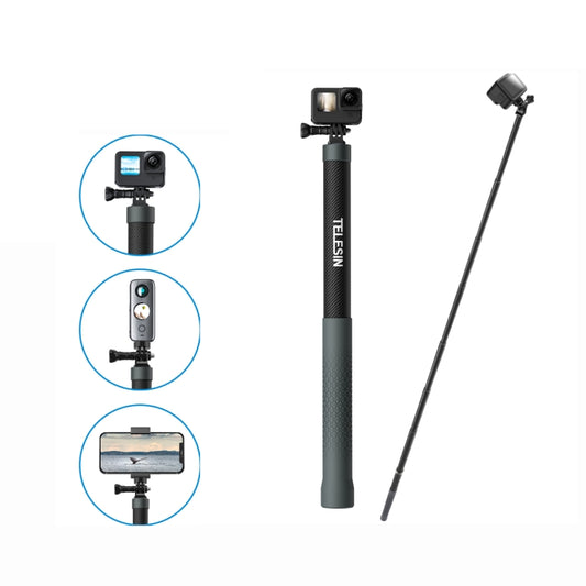 TELESIN 3M Carbon Fiber Selfie Stick Monopod  With 1/4 Screw For Action Camera - Extendable Pole by TELESIN | Online Shopping South Africa | PMC Jewellery