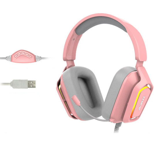 Ajazz AX368 Computer Game Audio Recognition RGB Headset 7.1 Channel Version (Pink) - Multimedia Headset by Ajazz | Online Shopping South Africa | PMC Jewellery