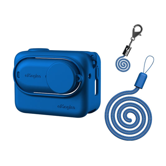 For Insta360 GO 3 AMagisn Silicone Body Cover Protective Case With Lanyard(Blue) - Case & Bags by aMagisn | Online Shopping South Africa | PMC Jewellery