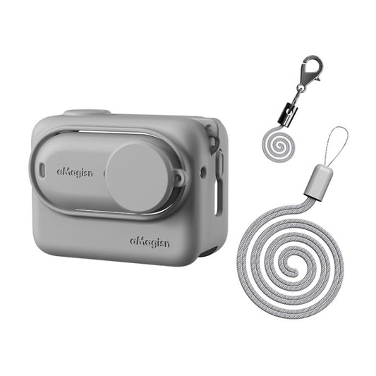 For Insta360 GO 3 AMagisn Silicone Body Cover Protective Case With Lanyard(Gray) - Case & Bags by aMagisn | Online Shopping South Africa | PMC Jewellery