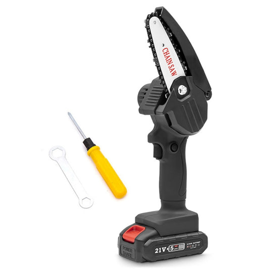 HILDA Rechargeable Cordless Mini Electrical Chain Saw Logging Tools Plastic Package, Model: EU Plug With 1 Battery Black - Electric Saws & Accessories by HILDA | Online Shopping South Africa | PMC Jewellery