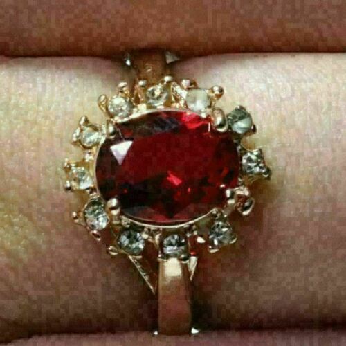 2.75 Ct Oval Red Ruby Halo Ring In 14K Rose Gold Plated