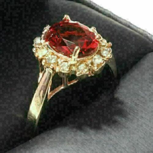 2.75 Ct Oval Red Ruby Halo Ring In 14K Rose Gold Plated