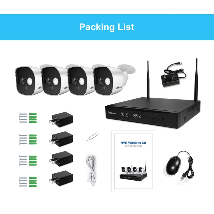 SriHome NVS002 1080P 6-Channel NVR Kit Wireless Security Camera System, Support Humanoid Detection / Motion Detection / Night Vision, EU Plug - Video Recorder Kit by SriHome | Online Shopping South Africa | PMC Jewellery