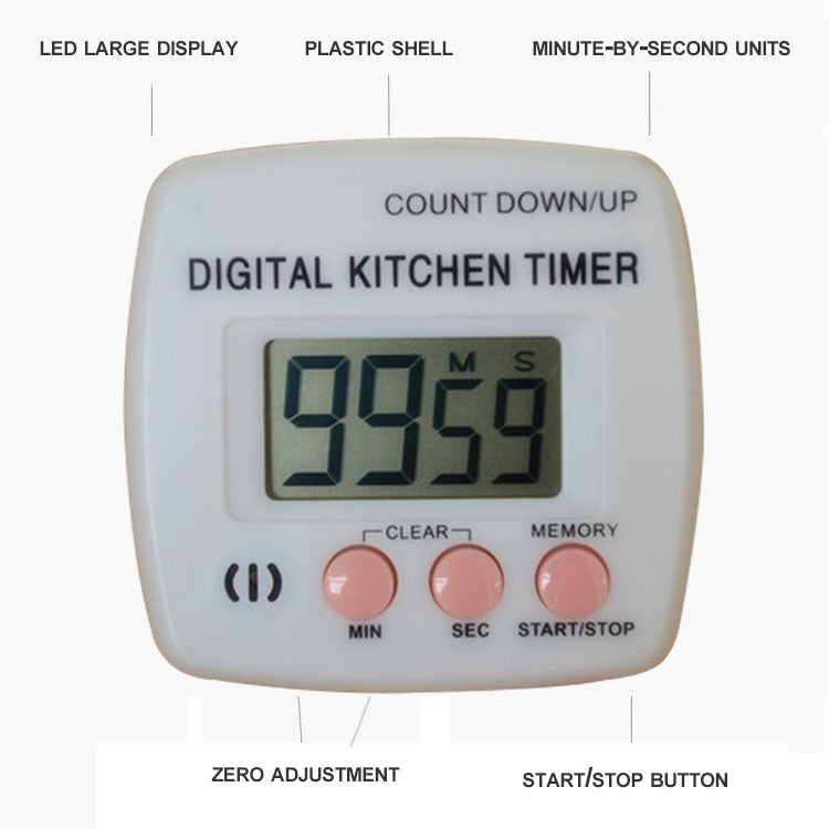 Kitchen Timer Digital Electronic Loud Alarm Magnetic Backing With Holder for Cooking Baking Sports Games Office(Black) - Digital Countdown by PMC Jewellery | Online Shopping South Africa | PMC Jewellery | Buy Now Pay Later Mobicred