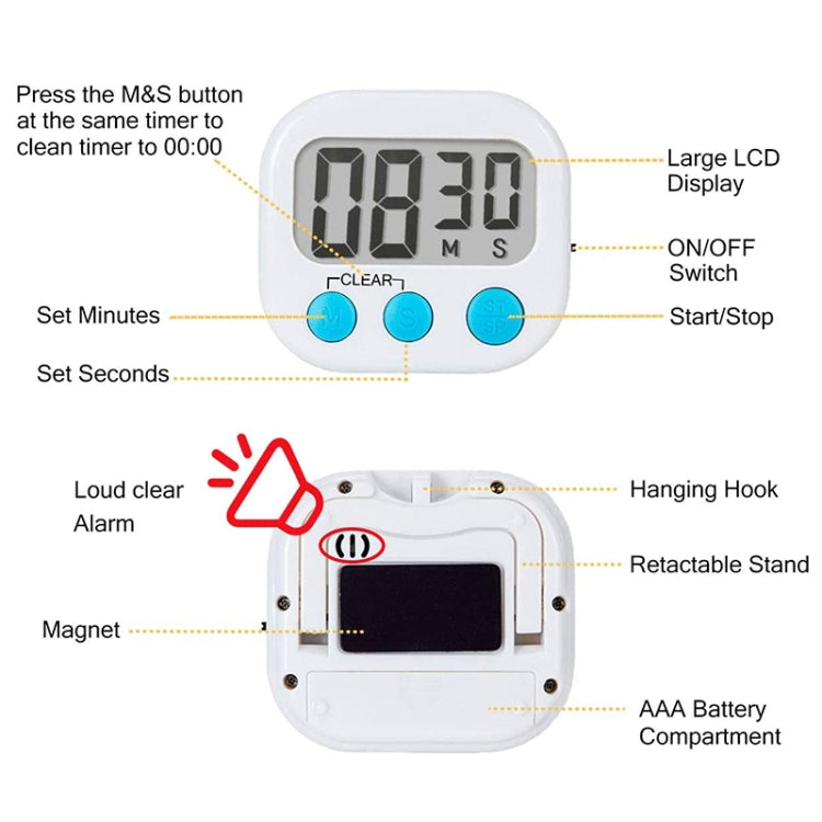 Digital Kitchen Timer Electronic Alarm Magnetic Backing with LCD Display for Cooking Baking Sports Games Office(Orange) - Digital Countdown by PMC Jewellery | Online Shopping South Africa | PMC Jewellery | Buy Now Pay Later Mobicred