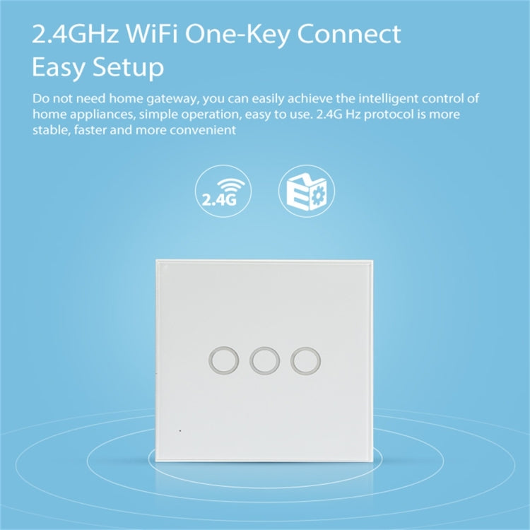 NEO NAS-SC03W Wireless WiFi EU Smart Light Control Switch 3Gang - Smart Switch by NEO | Online Shopping South Africa | PMC Jewellery | Buy Now Pay Later Mobicred