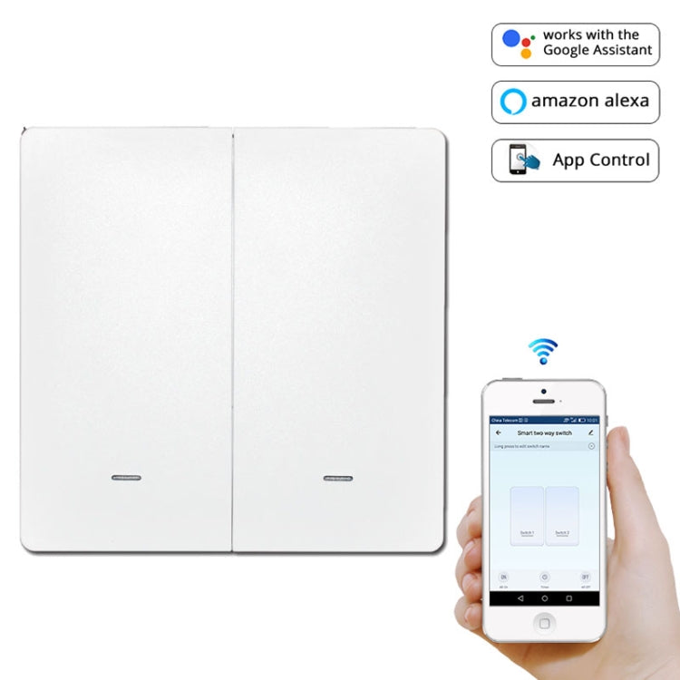 2 Buttons Intelligent Switch Smart Wall Switch (White) - Smart Switch by PMC Jewellery | Online Shopping South Africa | PMC Jewellery | Buy Now Pay Later Mobicred