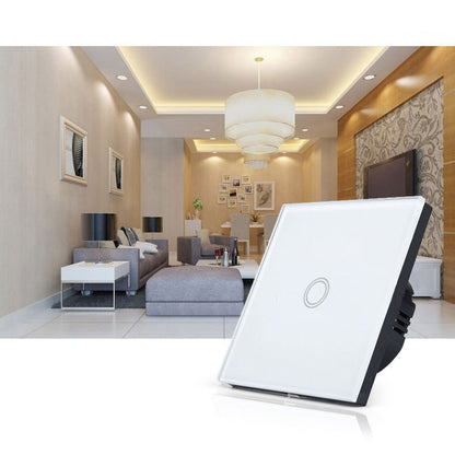 86mm 1 Gang Tempered Glass Panel Wall Switch Smart Home Light Touch Switch with RF433 Remote Controller, AC 110V-240V(Gold) - Smart Switch by PMC Jewellery | Online Shopping South Africa | PMC Jewellery