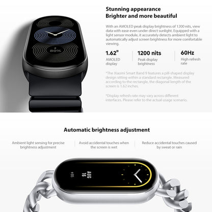 [HK Warehouse] Original Xiaomi Smart Band 9 Global 1.62 inch AMOLED Screen 5ATM Waterproof Smart Watch, Support Blood Oxygen / Heart Rate Monitor (Black) - Wearable Devices by Xiaomi | Online Shopping South Africa | PMC Jewellery | Buy Now Pay Later Mobicred