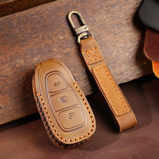 For Ford Focus/Mondeo/Maverick/Explorer/Escort/Edge 2017-2018 C231 Car Key Leather Protective Case (Brown) - Car Key Cases by PMC Jewellery | Online Shopping South Africa | PMC Jewellery | Buy Now Pay Later Mobicred