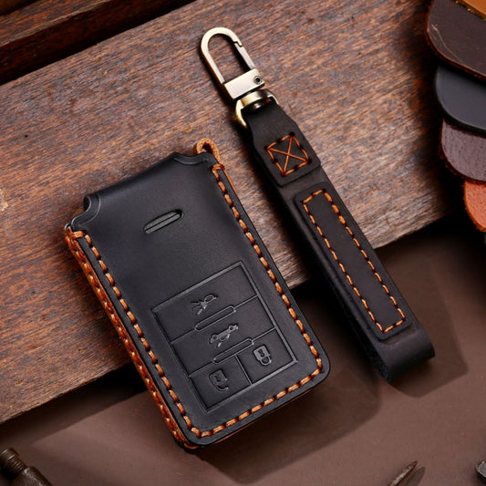 For Cadillac 4-button C090 Car Key Leather Protective Case (Black) - Car Key Cases by PMC Jewellery | Online Shopping South Africa | PMC Jewellery | Buy Now Pay Later Mobicred