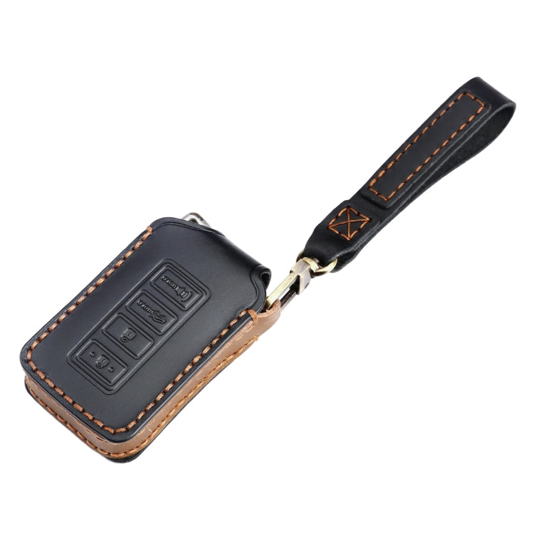 For Lexus 4-button Hallmo Car Cowhide Leather Key Protective Cover Key Case(Brown) - Car Key Cases by Hallmo | Online Shopping South Africa | PMC Jewellery | Buy Now Pay Later Mobicred