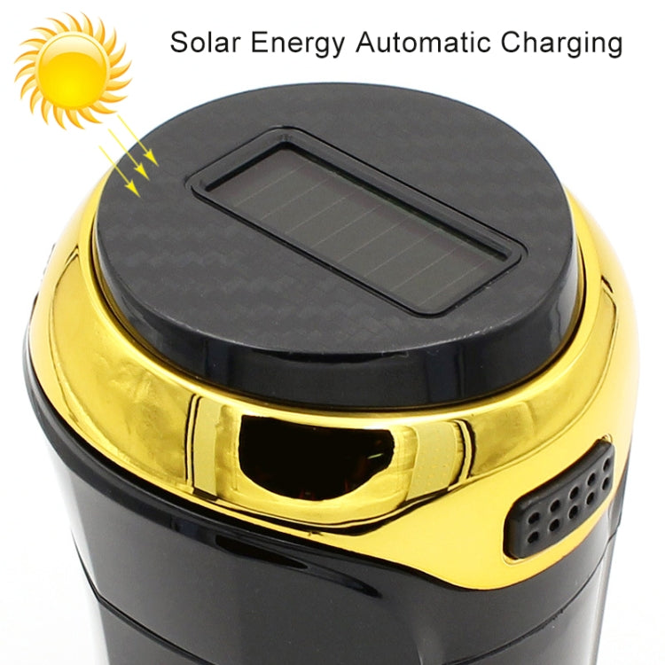 N12B Car Creative Ashtray Solar Power With Light And Cover Car Supplies (Gold) - Ashtrays by PMC Jewellery | Online Shopping South Africa | PMC Jewellery | Buy Now Pay Later Mobicred