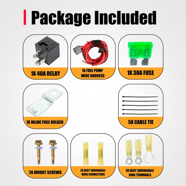 Universal 12V Electric Fuel Pump Relay Kit - DIY Cables by PMC Jewellery | Online Shopping South Africa | PMC Jewellery | Buy Now Pay Later Mobicred