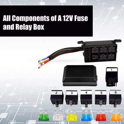 12V 5 Pin Car 6 Slots Waterproof Relay Fuse Box with Cable - Fuse by PMC Jewellery | Online Shopping South Africa | PMC Jewellery