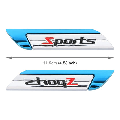 1 Pair Car SPORTS Personalized Aluminum Alloy Decorative Stickers, Size: 11.5 x 2.5 x 0.5cm (Blue) - 3D Metal Sticker by PMC Jewellery | Online Shopping South Africa | PMC Jewellery | Buy Now Pay Later Mobicred