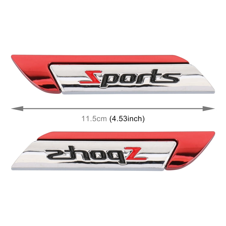 1 Pair Car SPORTS Personalized Aluminum Alloy Decorative Stickers, Size: 11.5 x 2.5 x 0.5cm (Red) - 3D Metal Sticker by PMC Jewellery | Online Shopping South Africa | PMC Jewellery | Buy Now Pay Later Mobicred