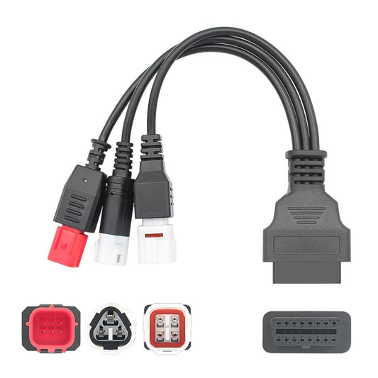 For Honda / Yamaha 3 in 1 OBDII Female to 3 Pin+4 Pin+6 Pin Motorcycle Connector Cable (Red) - Cables & Connectors by PMC Jewellery | Online Shopping South Africa | PMC Jewellery | Buy Now Pay Later Mobicred