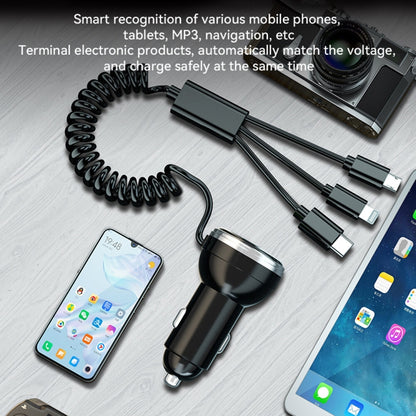 BW15 110W 3 in 1 Charging Cable & Dual USB Port Car Charger (Silver) - Car Charger by PMC Jewellery | Online Shopping South Africa | PMC Jewellery | Buy Now Pay Later Mobicred