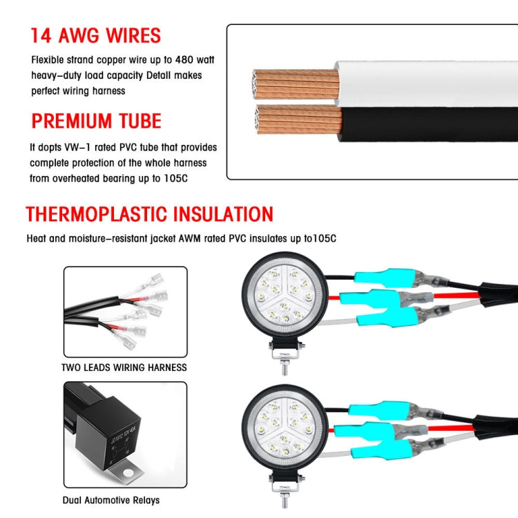 H0006 Off-road Vehicle 480W 2 in 1 Waterproof Switch Light Wiring Harness - Wires by PMC Jewellery | Online Shopping South Africa | PMC Jewellery | Buy Now Pay Later Mobicred