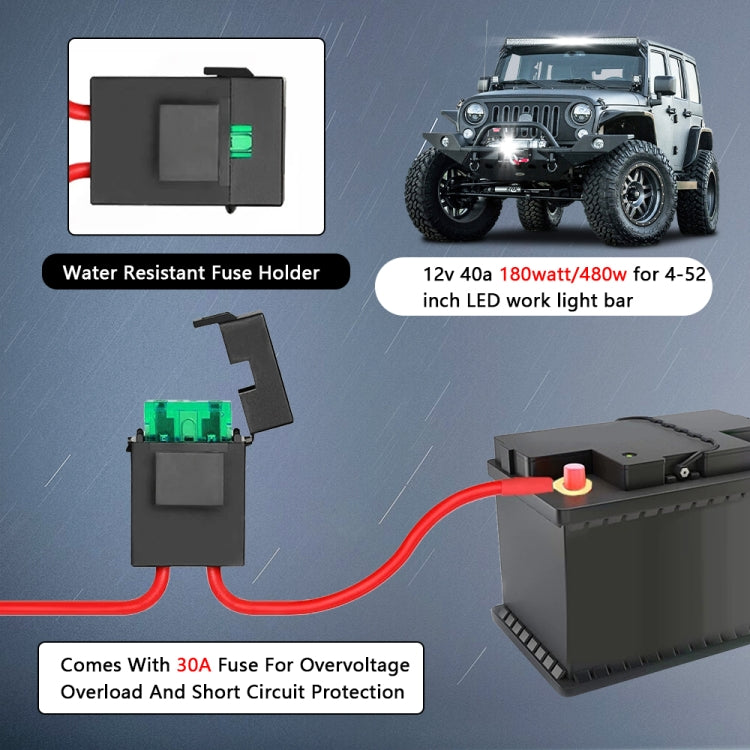 D0005 Off-road Vehicle 300W 2 in 1 Round Waterproof Switch Light Wiring Harness - Wires by PMC Jewellery | Online Shopping South Africa | PMC Jewellery | Buy Now Pay Later Mobicred