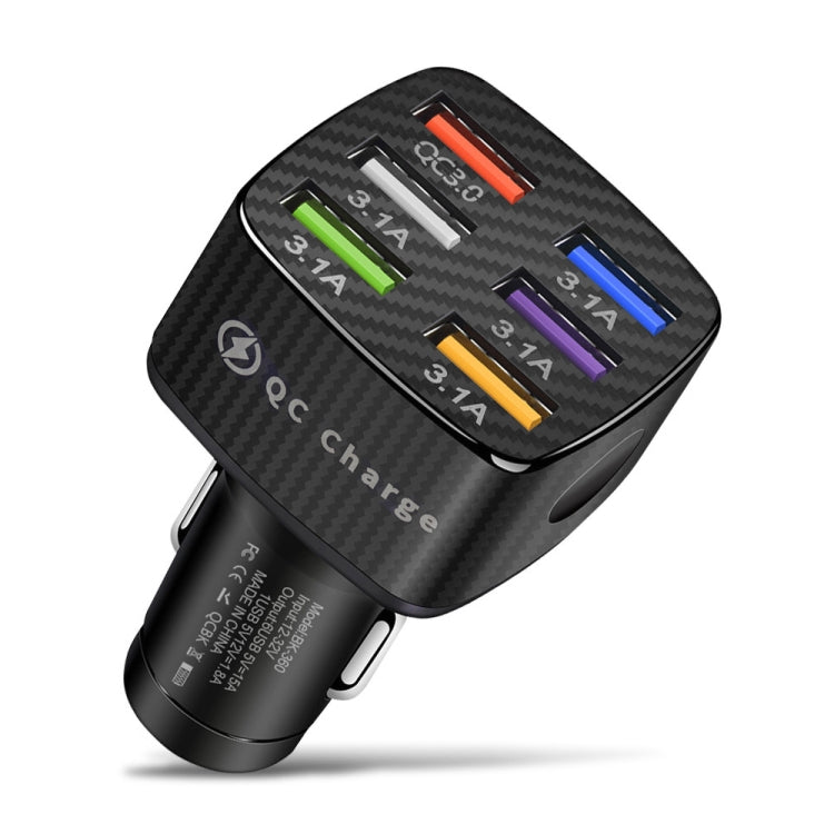 BK-360 6 in 1 QC3.0+3.1A USB luminescent Car Charger (Black) - Car Charger by PMC Jewellery | Online Shopping South Africa | PMC Jewellery | Buy Now Pay Later Mobicred