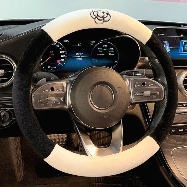 D Style Car Universal Camellia Pattern Plush Warm Anti-skid Steering Wheel Cover, Diameter: 38cm - Steering Wheel Accessories by PMC Jewellery | Online Shopping South Africa | PMC Jewellery | Buy Now Pay Later Mobicred