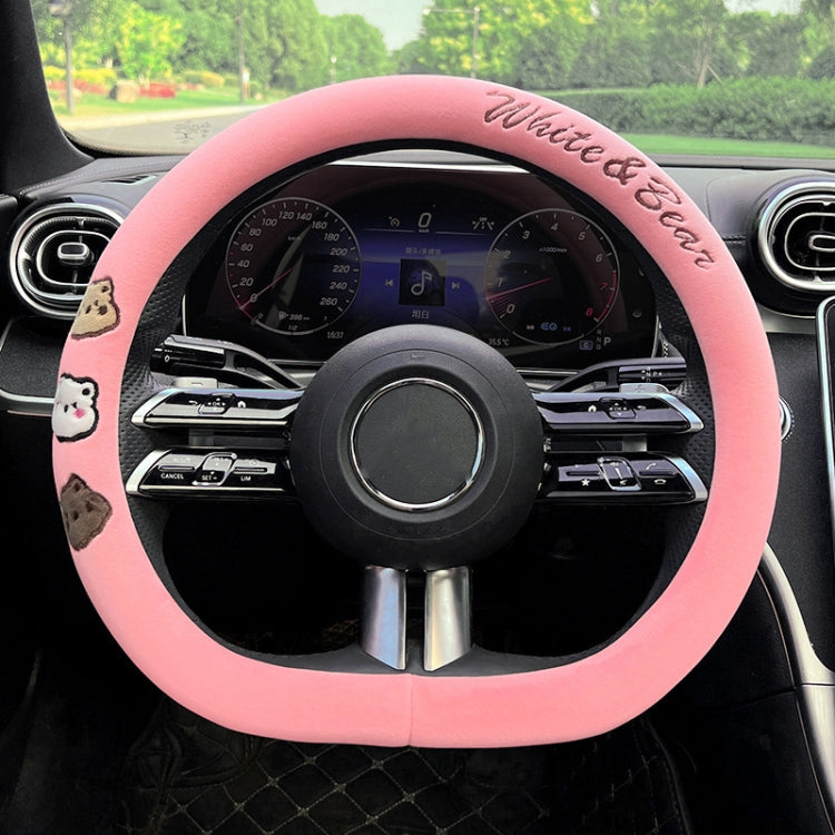 D Style Car Universal Cartoon Pattern Plush Warm Anti-skid Steering Wheel Cover, Diameter: 38cm (Pink) - Steering Wheel Accessories by PMC Jewellery | Online Shopping South Africa | PMC Jewellery | Buy Now Pay Later Mobicred