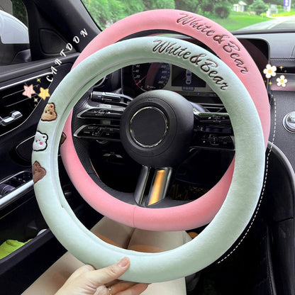 D Style Car Universal Cartoon Pattern Plush Warm Anti-skid Steering Wheel Cover, Diameter: 38cm (Pink) - Steering Wheel Accessories by PMC Jewellery | Online Shopping South Africa | PMC Jewellery | Buy Now Pay Later Mobicred