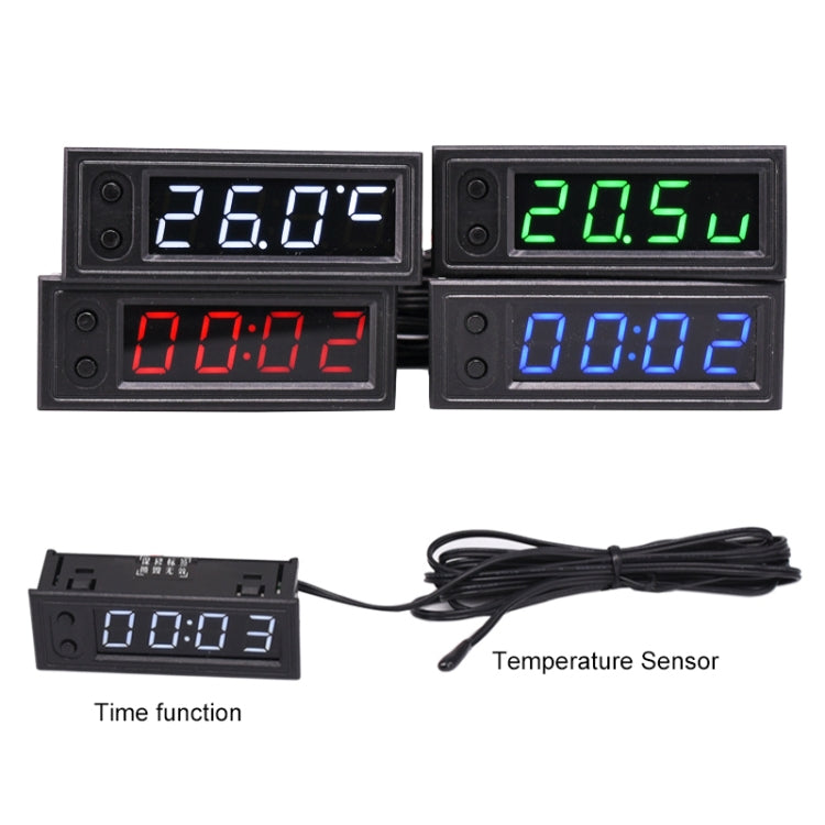 3 in 1 DC5-50V Car High-precision Electronic LED Luminous Clock + Thermometer + Voltmeter (Green) - Clocks & Car Meters by PMC Jewellery | Online Shopping South Africa | PMC Jewellery | Buy Now Pay Later Mobicred