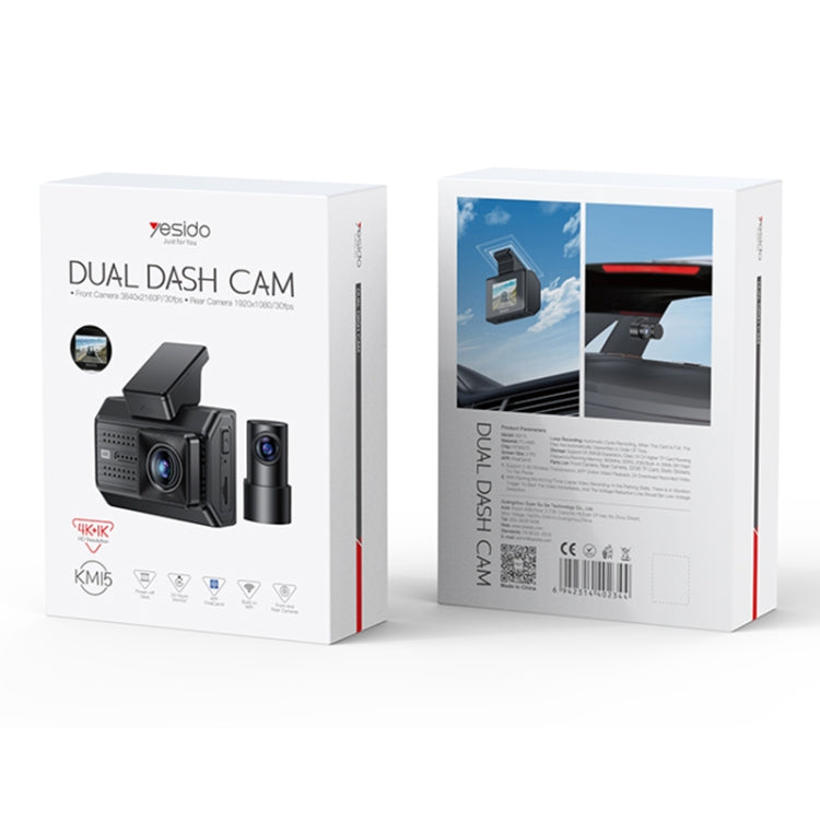 Yesido KM15 4K Dual Dash Camera Driving Recorder - Car DVRs by Yesido | Online Shopping South Africa | PMC Jewellery | Buy Now Pay Later Mobicred