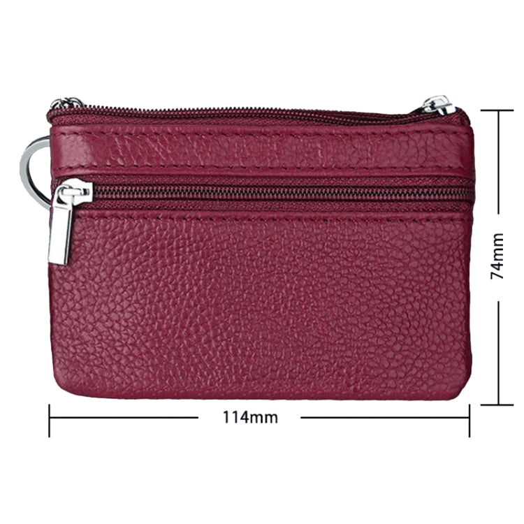 Cowhide Leather Zipper Solid Color Horizontal Card Holder Wallet RFID Blocking Coin Purse Card Bag Protect Case, Size: 11.4*7.4cm(Wine Red) - Antimagnetic RFID Package by PMC Jewellery | Online Shopping South Africa | PMC Jewellery | Buy Now Pay Later Mobicred