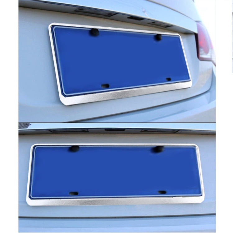 2 PCS Car License Plate Frames Stainless Steel License Plate Frame(White) - License Plate Covers & Frames by PMC Jewellery | Online Shopping South Africa | PMC Jewellery | Buy Now Pay Later Mobicred