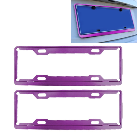 2 PCS Car License Plate Frames Car Styling License Plate Frame Aluminum Alloy Universal License Plate Holder Car Accessories(Purple) - License Plate Covers & Frames by PMC Jewellery | Online Shopping South Africa | PMC Jewellery | Buy Now Pay Later Mobicred