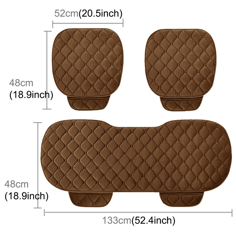 3 PCS / Set Luxurious Warm Car Seat Cover Cushion Universal Front Back Seat Covers Car Non-slip Chair Pad Warm Car Mats No Back Plush Cushion(Coffee) - Seat Accessories by PMC Jewellery | Online Shopping South Africa | PMC Jewellery | Buy Now Pay Later Mobicred