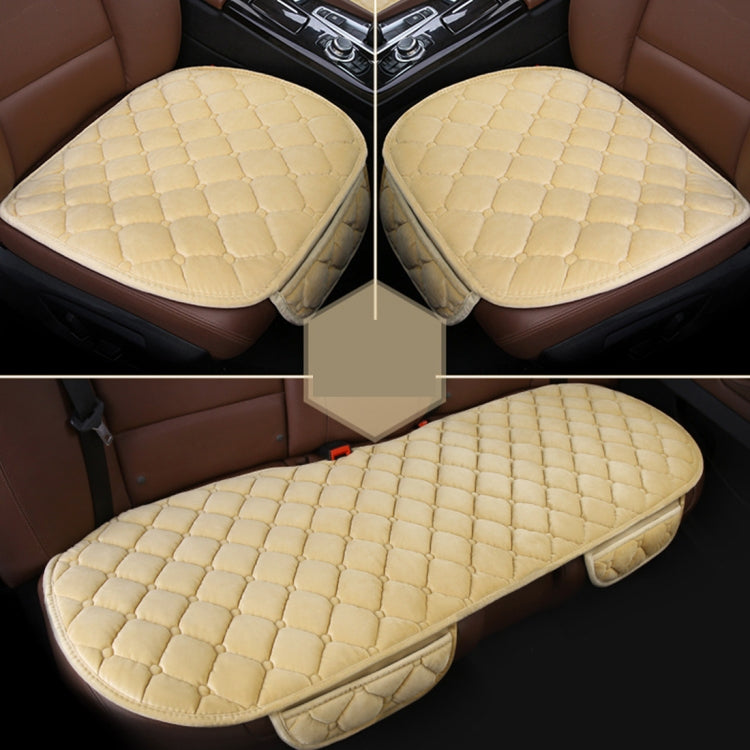 3 PCS / Set Luxurious Warm Car Seat Cover Cushion Universal Front Back Seat Covers Car Non-slip Chair Pad Warm Car Mats No Back Plush Cushion(Khaki) - Seat Accessories by PMC Jewellery | Online Shopping South Africa | PMC Jewellery | Buy Now Pay Later Mobicred