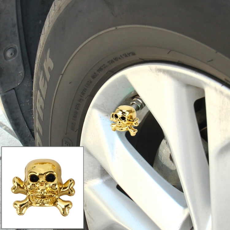 4 PCS Universal Skull Shape Gas Cap Mouthpiece Cover Gas Cap Tire Cap Car Motor Bicycle Tire Valve Caps(Gold) - Tire Valve Caps by PMC Jewellery | Online Shopping South Africa | PMC Jewellery | Buy Now Pay Later Mobicred