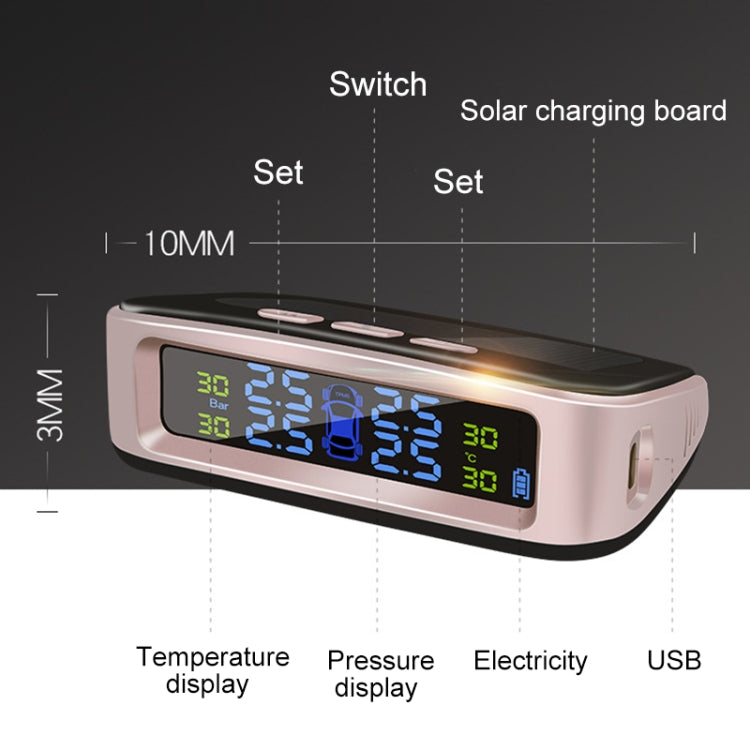 Universal Car Wireless Solar Energy TPMS Tire Pressure Alarm System External Tire Monitor - Tire Pressure Gauges by PMC Jewellery | Online Shopping South Africa | PMC Jewellery | Buy Now Pay Later Mobicred