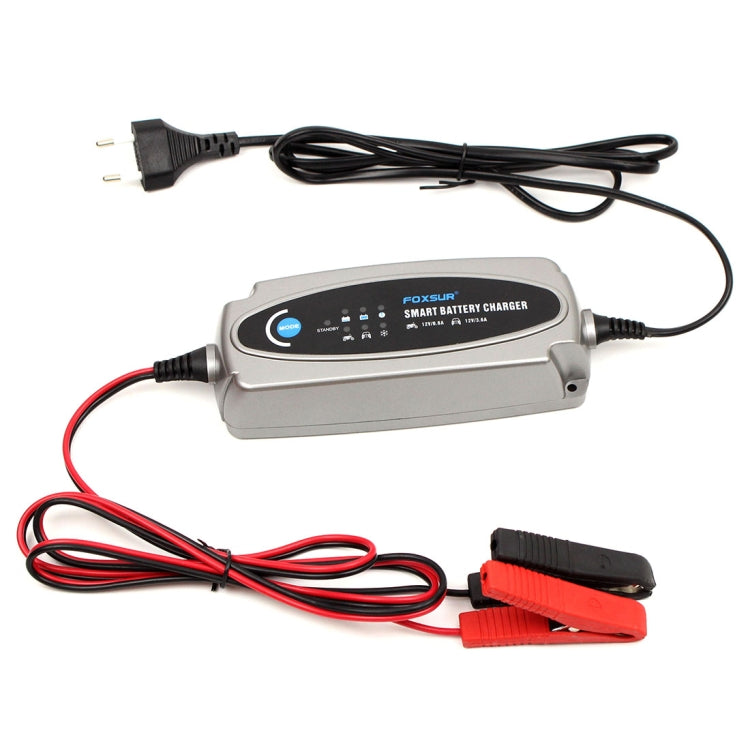 FOXSUR 0.8A / 3.6A 12V 5 Stage Charging Battery Charger for Car Motorcycle,  EU Plug - Battery Charger by FOXSUR | Online Shopping South Africa | PMC Jewellery | Buy Now Pay Later Mobicred