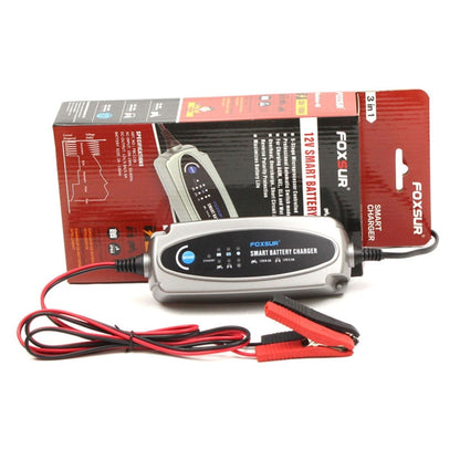 FOXSUR 0.8A / 3.6A 12V 5 Stage Charging Battery Charger for Car Motorcycle,  UK Plug - Battery Charger by FOXSUR | Online Shopping South Africa | PMC Jewellery | Buy Now Pay Later Mobicred