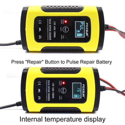 FOXSUR 12V 6A Intelligent Universal Battery Charger for Car Motorcycle, Length: 55cm, US Plug(Yellow) - Battery Charger by FOXSUR | Online Shopping South Africa | PMC Jewellery | Buy Now Pay Later Mobicred