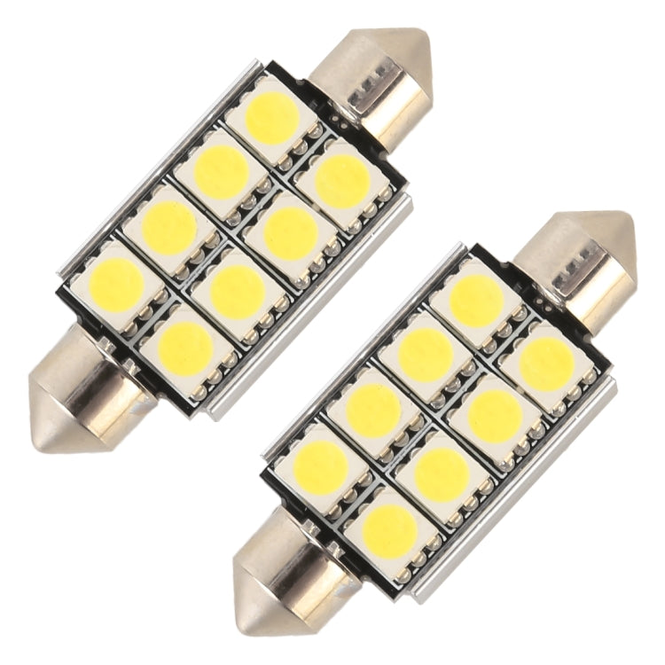 10 PCS 41mm DC12V / 2W / 7000K / 80LM 8LEDs SMD-5050 Car Reading Lamp(White Light) - Dome Lights by PMC Jewellery | Online Shopping South Africa | PMC Jewellery | Buy Now Pay Later Mobicred