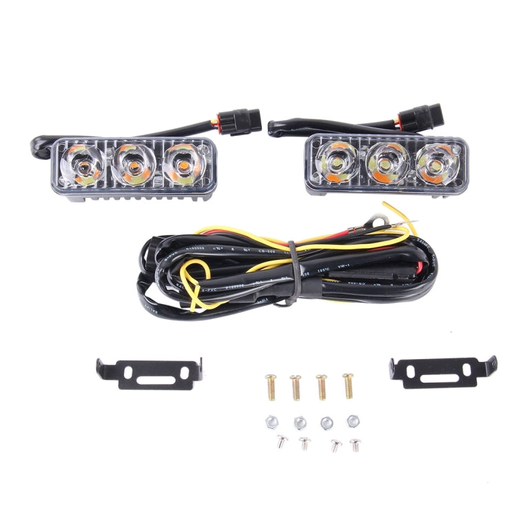 2 PCS DC 12V 6W 400 LM 6000K Tri Circular Car DRL&Turn Light(White Light + Yellow Light), Cable Length: 50cm - Running Lights by PMC Jewellery | Online Shopping South Africa | PMC Jewellery | Buy Now Pay Later Mobicred